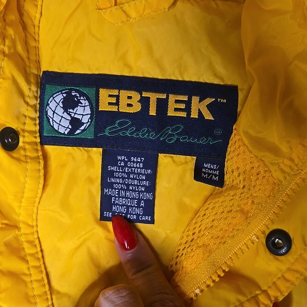 Eddie Bauer Yellow Packable Parka Gorpcore Outdoor Utility Hooded Y2k Nylon M - Picture 3 of 9